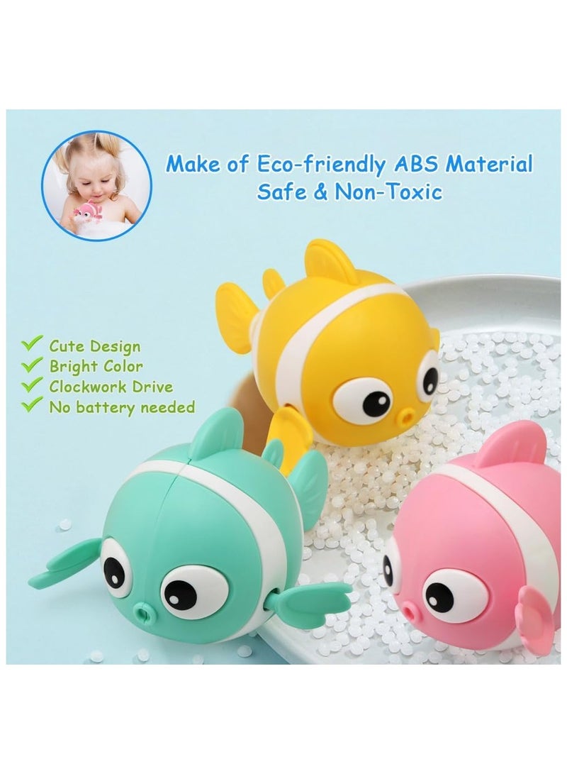 Soofam Baby Bath Toys, Wind-Up Paddling Pool Toys for 1-3 Year Olds, Floating Swimming Clownfish, Clockwork Water Toys Game for Kids, Toddler Girls and Boys, Bath Time Shower Gifts - Image 3