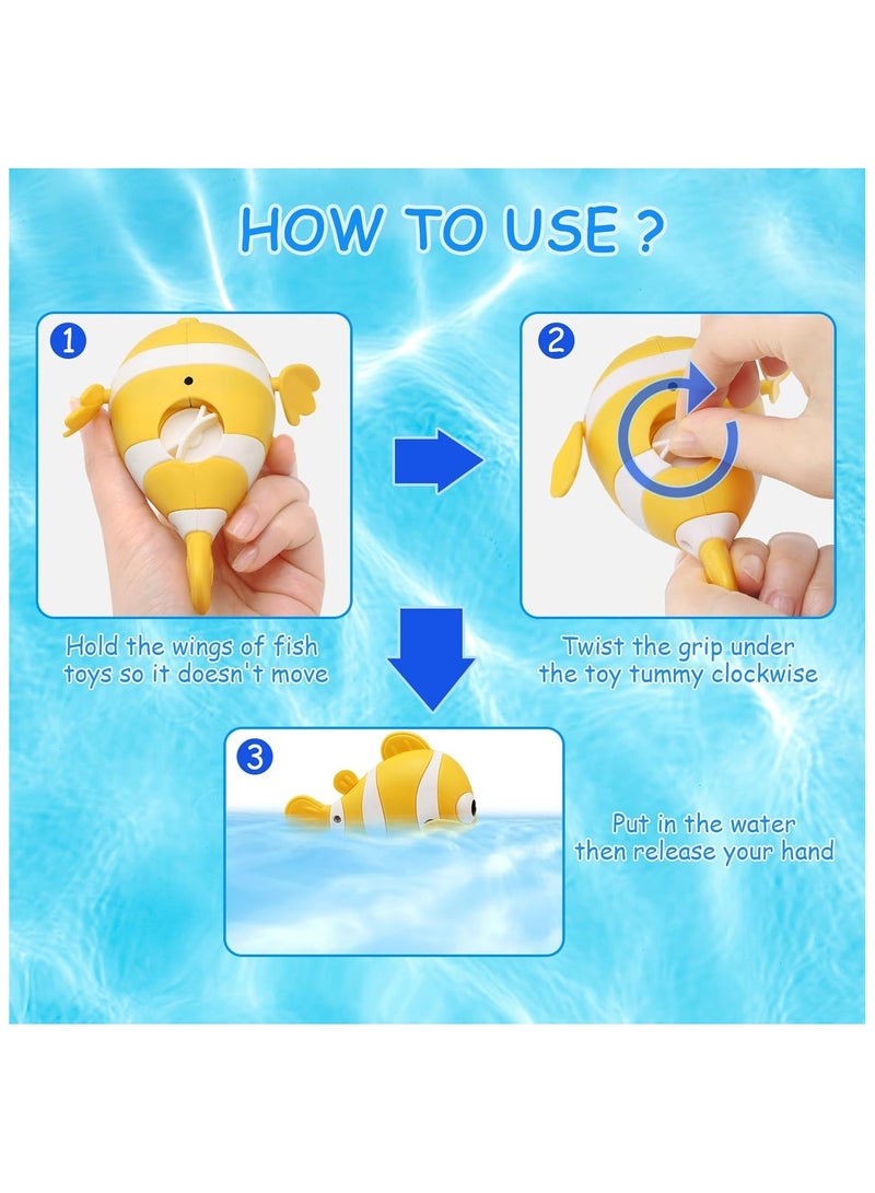Soofam Baby Bath Toys, Wind-Up Paddling Pool Toys for 1-3 Year Olds, Floating Swimming Clownfish, Clockwork Water Toys Game for Kids, Toddler Girls and Boys, Bath Time Shower Gifts - Image 4