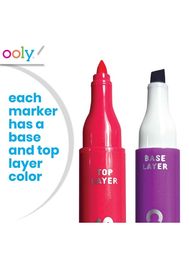 أولي أقلام تلوين مزدوجة الجوانب من Color Layers - مجموعة من 8 أقلام تلوين ملونة، 16 لونًا بطرف مشطوف وطرف مدبب على كل قلم للأطفال، أقلام تلوين مزدوجة الأطراف لمستلزمات الرسم ومجموعات القرطاسية [طبقات ملونة] - Image 4