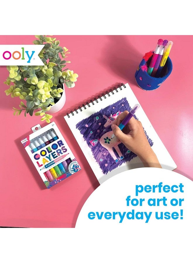 أولي أقلام تلوين مزدوجة الجوانب من Color Layers - مجموعة من 8 أقلام تلوين ملونة، 16 لونًا بطرف مشطوف وطرف مدبب على كل قلم للأطفال، أقلام تلوين مزدوجة الأطراف لمستلزمات الرسم ومجموعات القرطاسية [طبقات ملونة] - Image 5