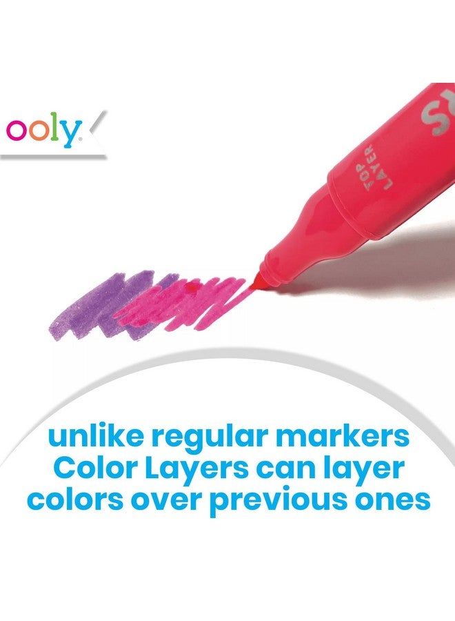 أولي أقلام تلوين مزدوجة الجوانب من Color Layers - مجموعة من 8 أقلام تلوين ملونة، 16 لونًا بطرف مشطوف وطرف مدبب على كل قلم للأطفال، أقلام تلوين مزدوجة الأطراف لمستلزمات الرسم ومجموعات القرطاسية [طبقات ملونة] - Image 3