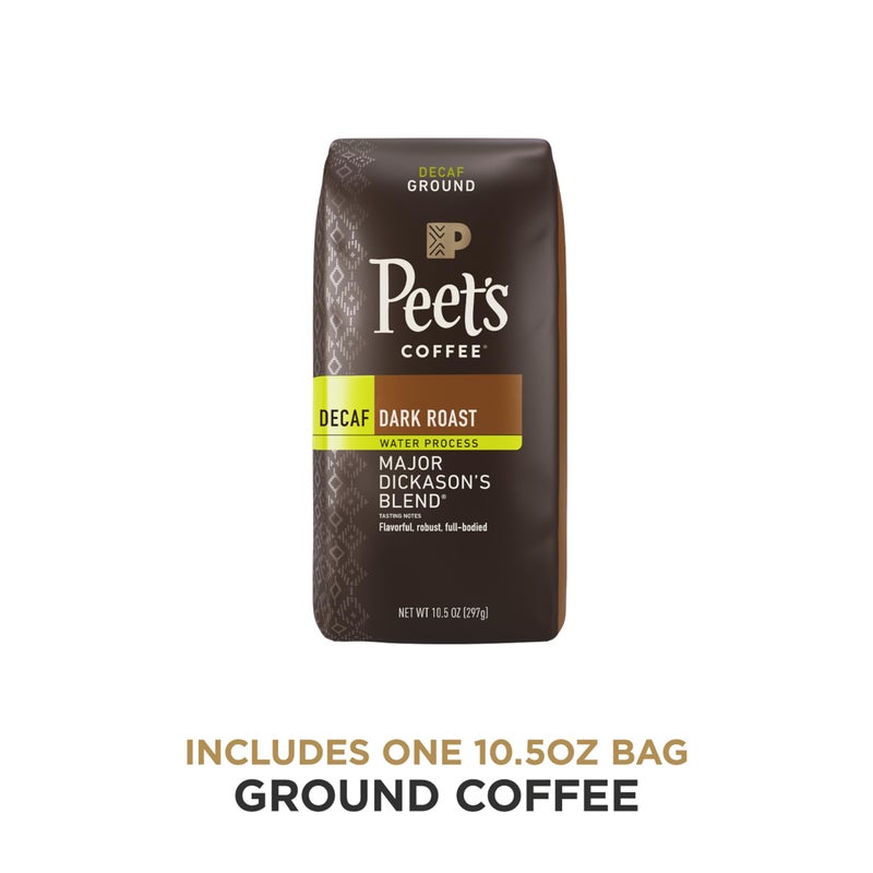 Peet's Coffee, Dark Roast Ground Coffee - Decaf Major Dickason's Blend 10.5 Ounce Bag - Image 2