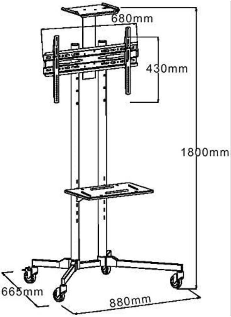 ELTRAZONE LTCW26-60B Universal TV Floor Stand for 26 inches to 70 inches - Black - Image 2