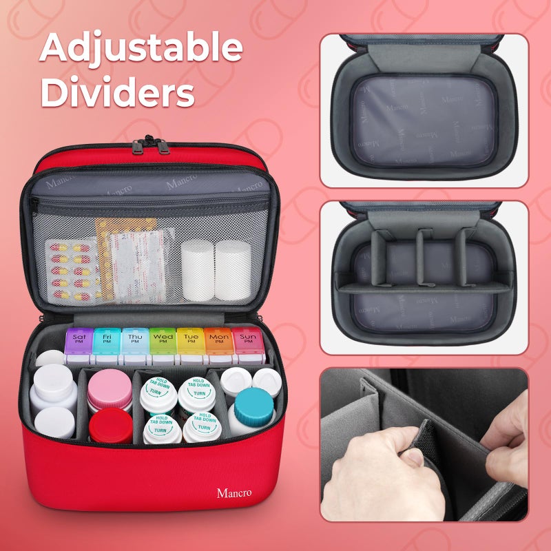 Mancro Dual Layers Medicine Organizer Bag, Pill Bottle Organizer Storage with Lockable Zipper, Medication Travel Bag for Pills, Vitamins, Medical Supplies for Home Storage, Travel - Image 3