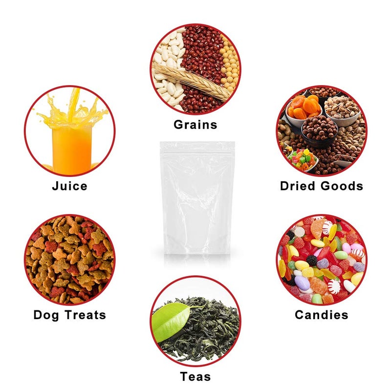 SumDirect 100pcs 5.5x9 Inches Clear Stand Up Food Bags  Zip Lock Stand-up Reusable Sealing Food Pouches Snack Packing Bag with Tear Notch Heat Resealable for Storing  Cookie  Snack Tea and Drinking - Image 4