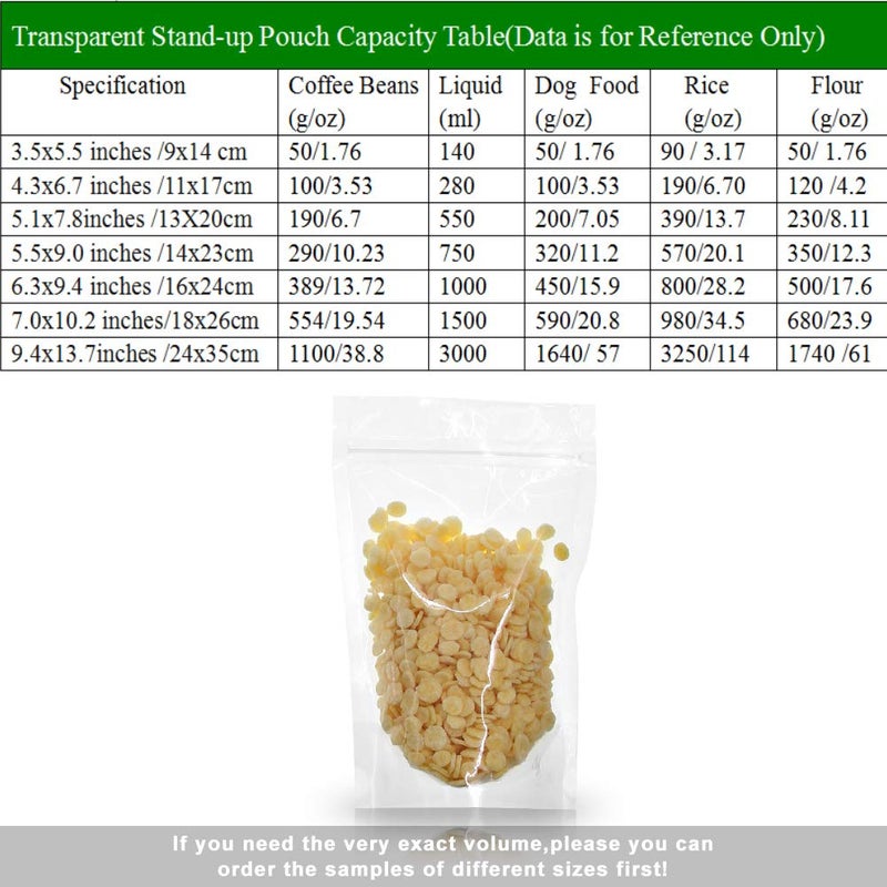 SumDirect 100pcs 5.5x9 Inches Clear Stand Up Food Bags  Zip Lock Stand-up Reusable Sealing Food Pouches Snack Packing Bag with Tear Notch Heat Resealable for Storing  Cookie  Snack Tea and Drinking - Image 5