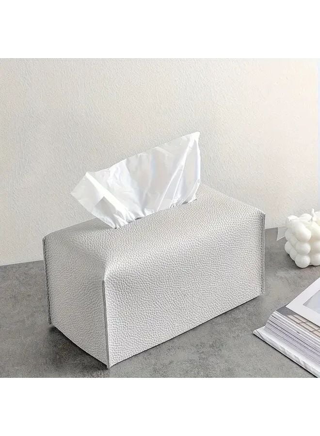 Black Modern Decorative PU Rectangular Tissue Box Cover Multipurpose Storage - Image 2