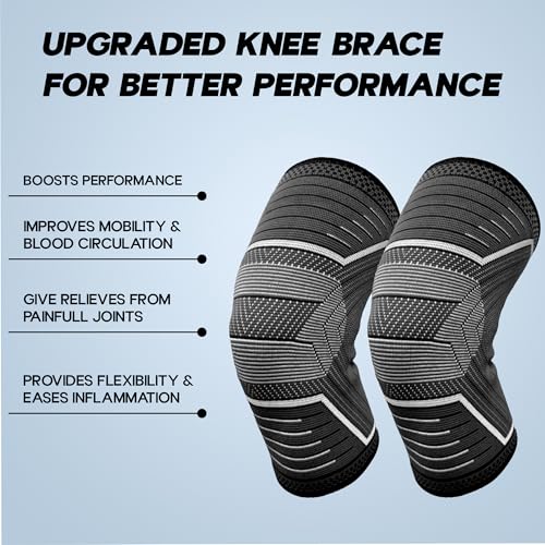 KONEX Elastic & Breathable Knee Cap Support Sleeves | Ideal for Sports, Workouts, Pain Relief, Knee Cap Compression Support, Running, Cycling & Exercise - Large, Black (1 Pair) - Image 4
