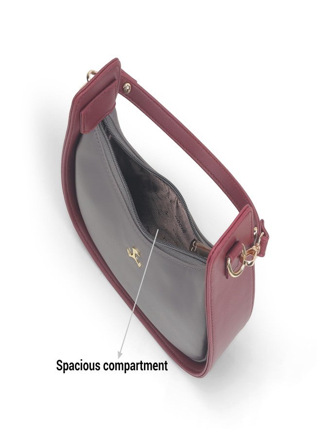 Mochi Women's Grey Stylish Faux Leather Sling Bag (66-489) - Image 5