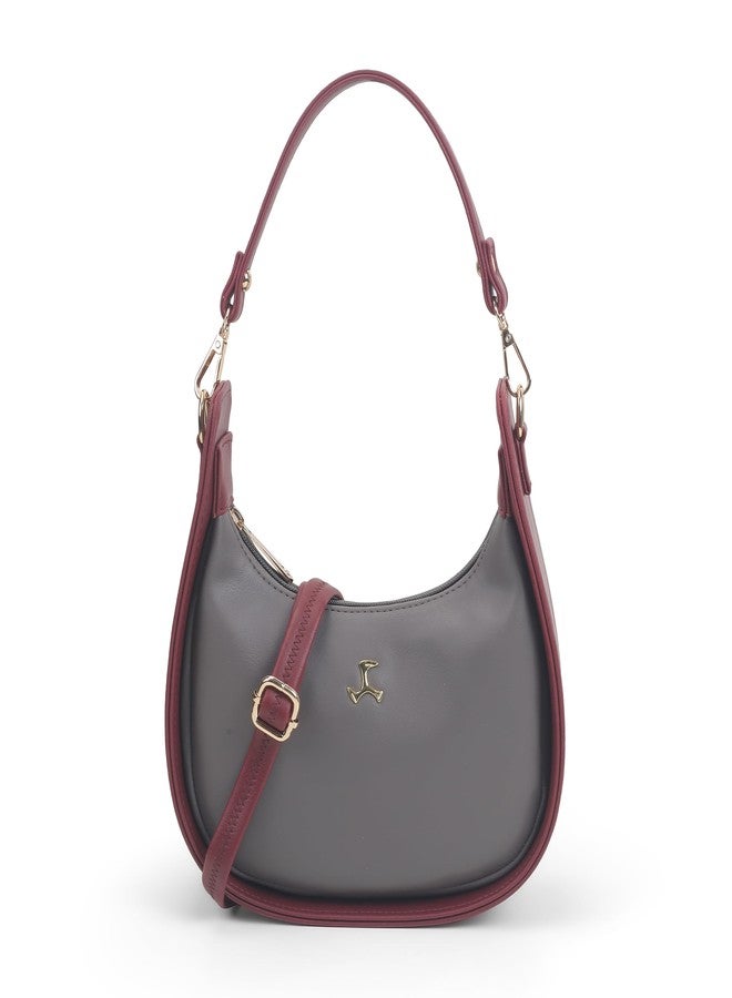 Mochi Women's Grey Stylish Faux Leather Sling Bag (66-489) - Image 1