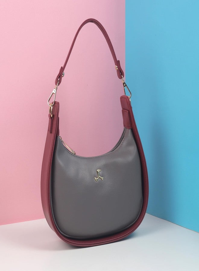 Mochi Women's Grey Stylish Faux Leather Sling Bag (66-489) - Image 2