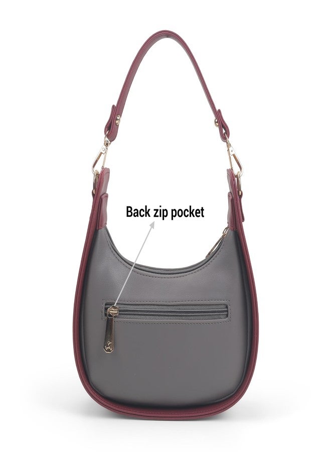 Mochi Women's Grey Stylish Faux Leather Sling Bag (66-489) - Image 4