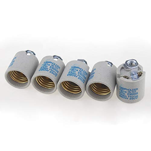 Rextin 5pcs Ceramic Standard Medimun Screw Base Socket E26 E27 Bulb Holders Without Wire for Hot Halogen Bulb (E26 C NO Wires 5pcs) - Image 4