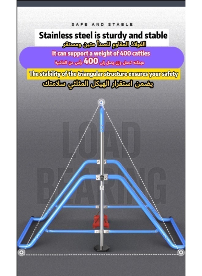jaexest عصا جيمنستيك للأطفال قابلة للتعديل الارتفاع - قضيب سحب للأطفال الصغار قابل للطي للاستخدام المنزلي الداخلي والخارجي، عصا تدريب شبابية متينة بقاعدة Lack الانزلاق، معدات لياقة بدنية للأطفال - Image 5