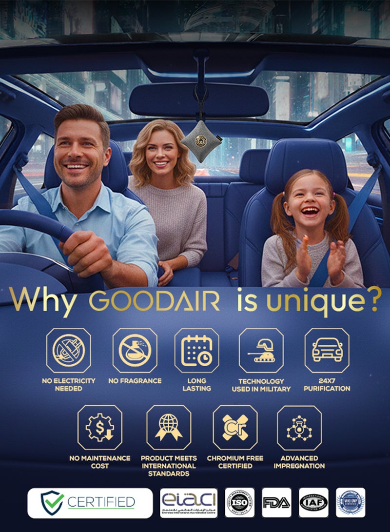 GOODAIR 2.0 Car Air Purifier | Non-electric | Elegant Silver | Clinically Proven | Tested & Certified to Eliminate Toxic Gases | Advanced Impregnated Activated Carbon | 24/7 Air Purification - Image 5