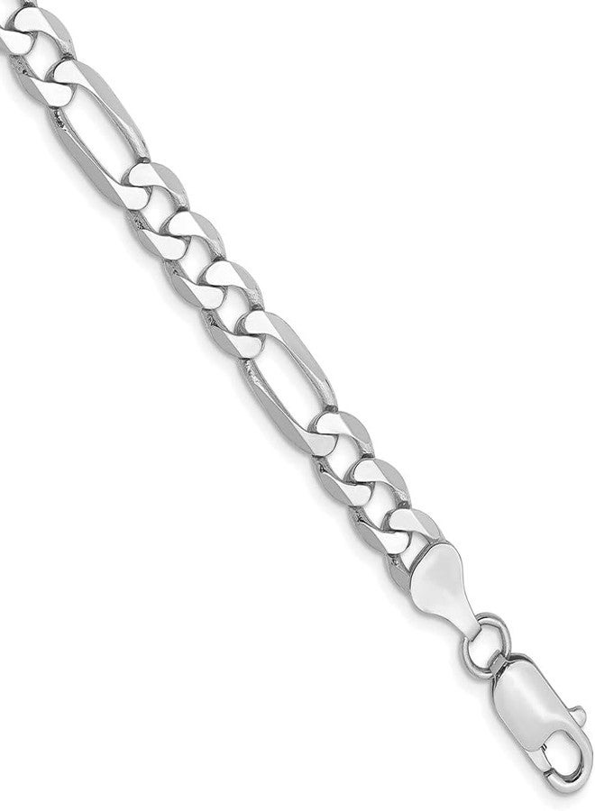 GLD Shop Figaro Chain Bracelet - 4MM/6MM Sizes - 6/7/8/9 Inch Lengths - Gold/White Gold (7, 4MM White Gold) - Image 1