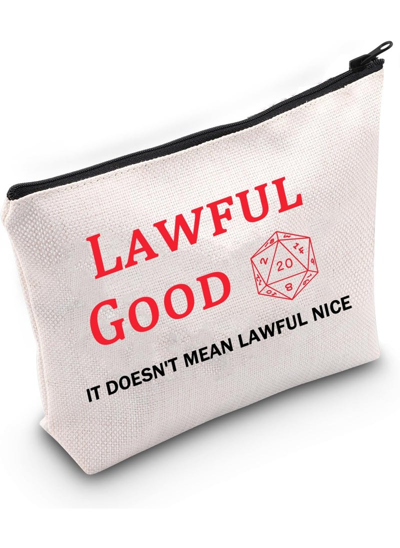 JXGZSO - JXGZSO D20 Dice Makeup Pouch RPG Game Gift Lawful Good Cosmetic Bag Dragon Gamer Gift Dungeon Master Themed Gift - Image 1