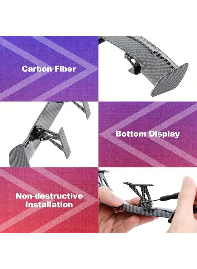 Carbon Fiber Black Pattern Mini Spoiler Durable ABS Resin For All Car Models - Image 4