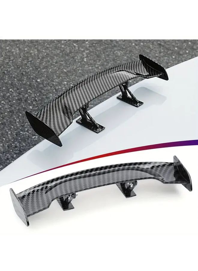 Carbon Fiber Black Pattern Mini Spoiler Durable ABS Resin For All Car Models - Image 1