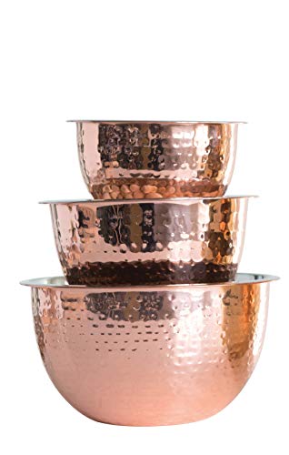 Creative Co-Op Hammered Stainless Steel Bowls in Copper Finish (Set of 3 Sizes) - Image 4