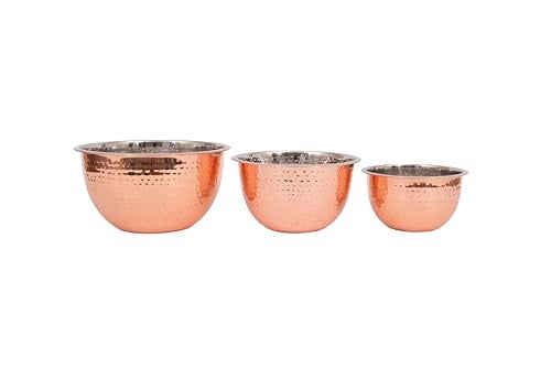 Creative Co-Op Hammered Stainless Steel Bowls in Copper Finish (Set of 3 Sizes) - Image 1