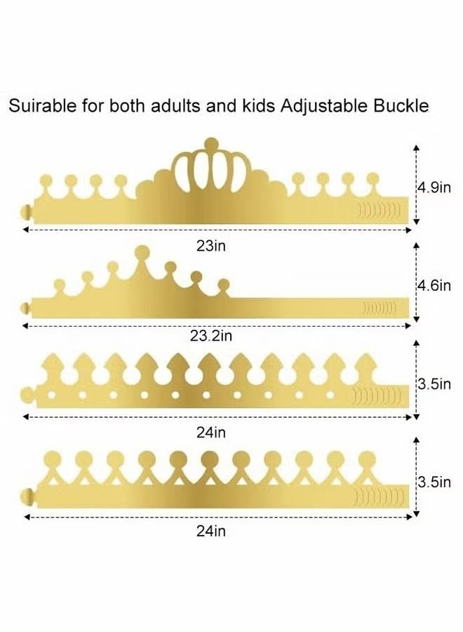 ZVEV Party Hats, Gold Paper Crowns for Birthday Celebration 4 Styles Adjustable King Crown Party Hats for Queens Platinum Jubilee Jubilee Party, Jubilee Decorations Hats (20 Pieces) - Image 2