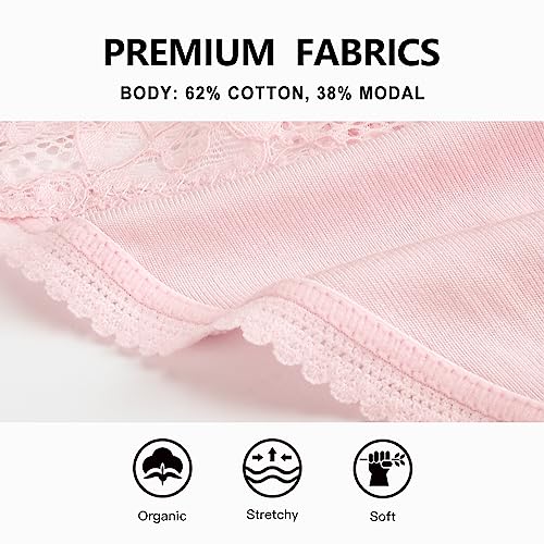 voenxe Seamless Lace Thongs for Women No Show Thong Underwear,Lady Breathable Comfort Panty Soft Laser Cut Undie,Tanga,5-Pack Basic - Image 5