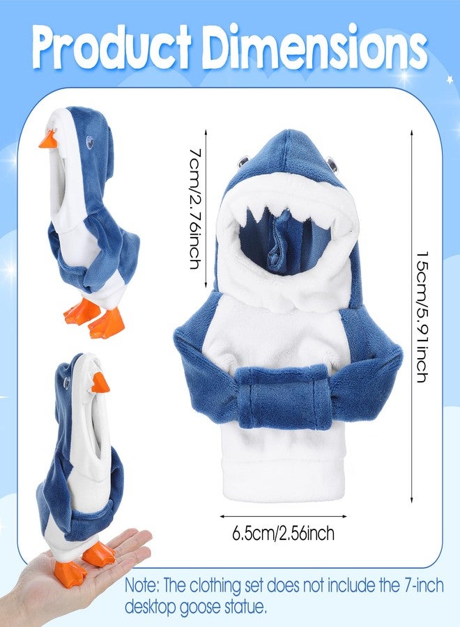 Tucnoeu 5.9inch Desk Goose Outfits, Mini Desk Goose Hoodie Small Desk Goose Clothes Set for Magnetic Goose Statue (Shark) - Image 3