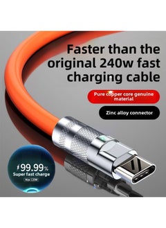 Bold 240W Data Line Typec Fast Charging For Huawei Glory Xiaomi Mobile Phone Tablet Typec Charging Line 7A-Color:Flamingo Orange [bold 3-pack] Flat Round Blind Plug- 1.0m [official Premium Bold] Flash Charging With Night Light