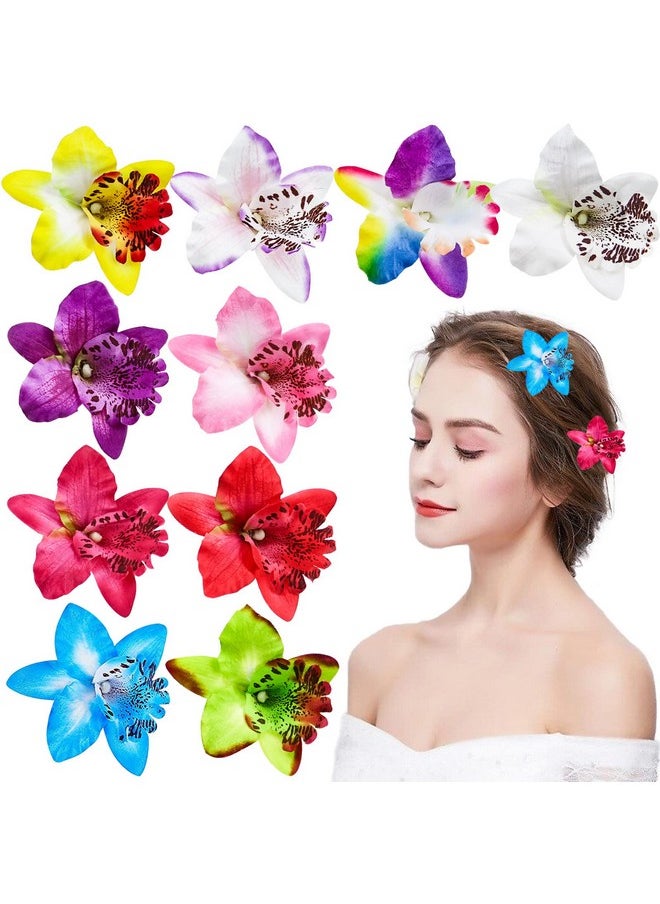 DonLeeving 10 Pack Orchid Flower Hair Clips Hawaiian Alligator Clips Big Bohemian Hair Pins Hair Summer Accessories For Bridal Wedding Accessory Hair Barrette Accessories For Women Girls  - Image 2