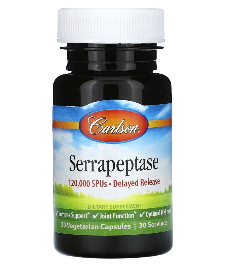 Carlson Serrapeptase Delayed Release 120000 SPUs 30 Vegetarian Capsules