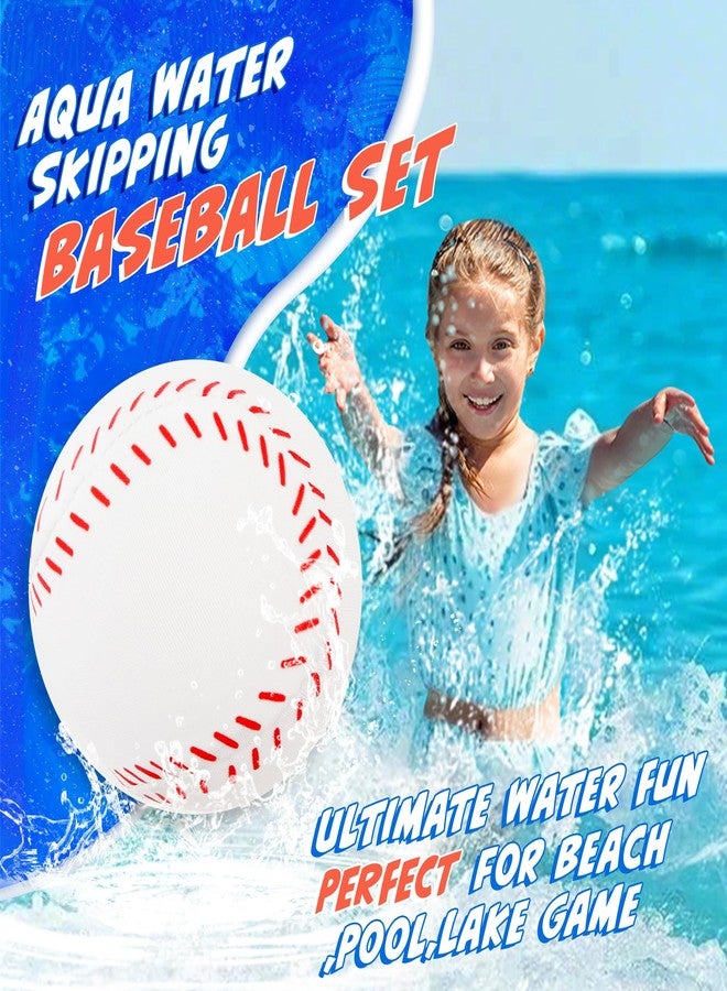 Billeeit 4Pcs Water Skipping Balls for Pool Play(Baseball Theme), Water Pool Beach Swim Toys for Kids Ages 4-8, 8-12 and Adults, Include 2 Balls and 2 Discs - Image 4