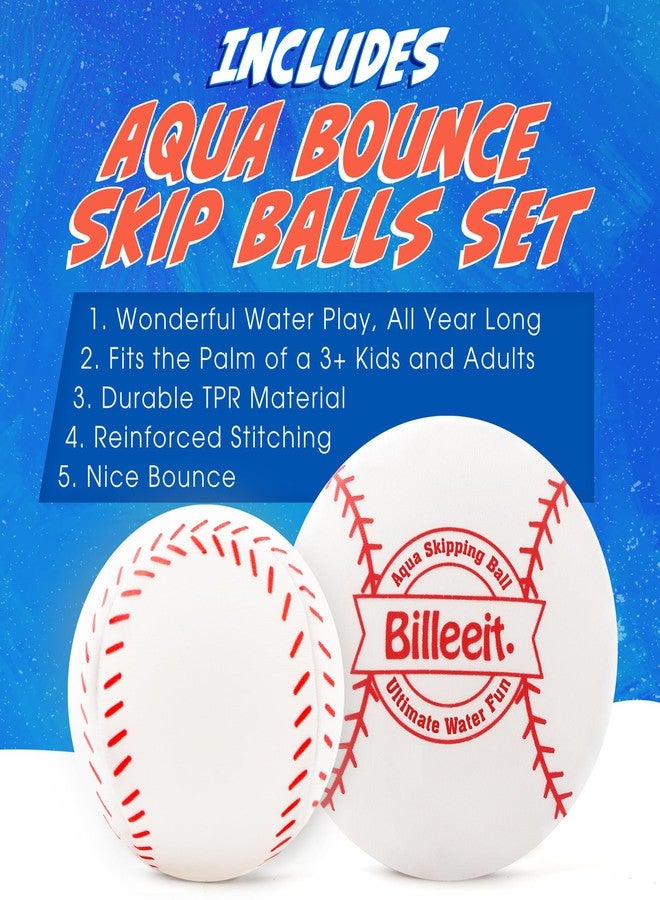 Billeeit 4Pcs Water Skipping Balls for Pool Play(Baseball Theme), Water Pool Beach Swim Toys for Kids Ages 4-8, 8-12 and Adults, Include 2 Balls and 2 Discs - Image 3