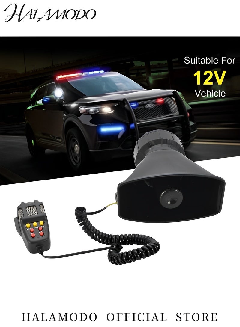 Halamodo Car Siren Horn 7 Tone Vehicle Siren 100W Electric Horn-Hooter Sound Loudspeaker Amplifier with Microphone System - Image 3