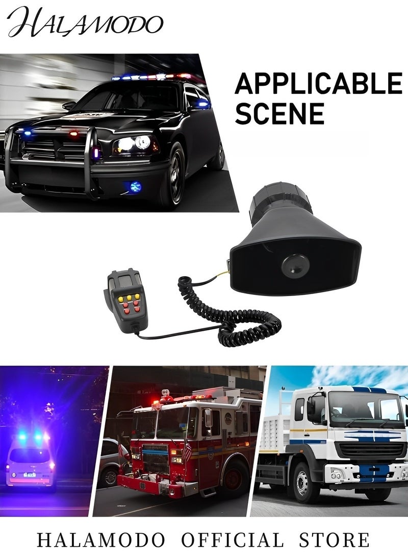 Halamodo Car Siren Horn 7 Tone Vehicle Siren 100W Electric Horn-Hooter Sound Loudspeaker Amplifier with Microphone System - Image 4