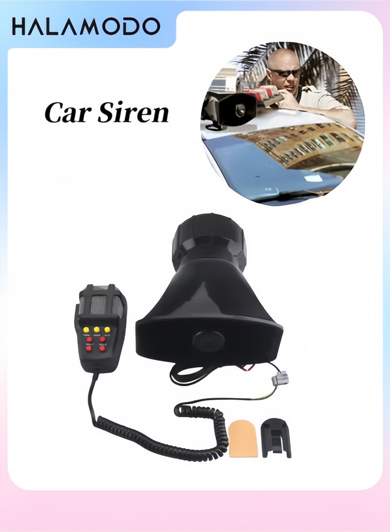 Halamodo Car Siren Horn 7 Tone Vehicle Siren 100W Electric Horn-Hooter Sound Loudspeaker Amplifier with Microphone System - Image 1