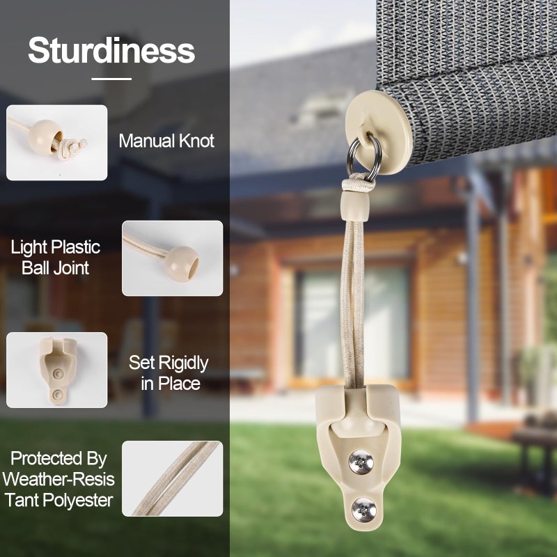 Lihopefe Universal 3-pack pull ring end cap Replacement Shade Parts of Exterior Sun Shades Outdoor/Indoor Roller up Blinds (Beige)  - Image 3