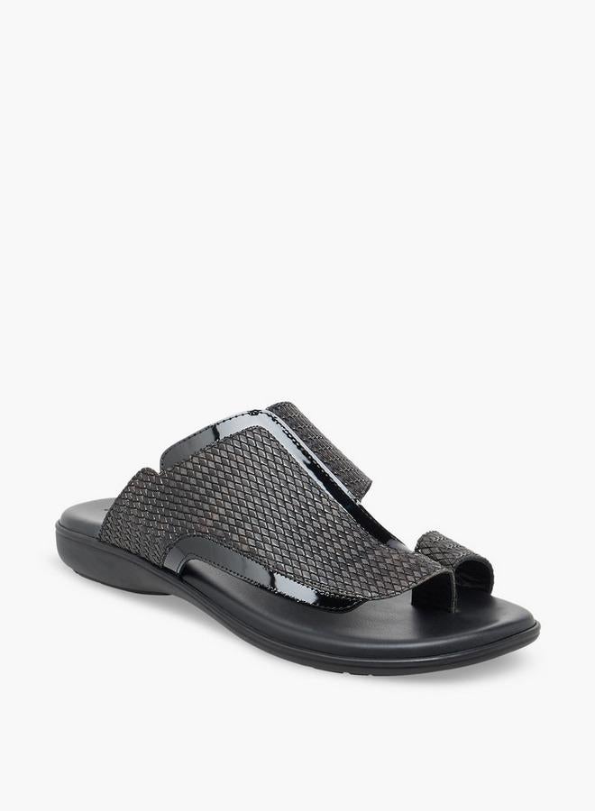 Al Waha Men Textured Leather Arabic Sandals - Image 2