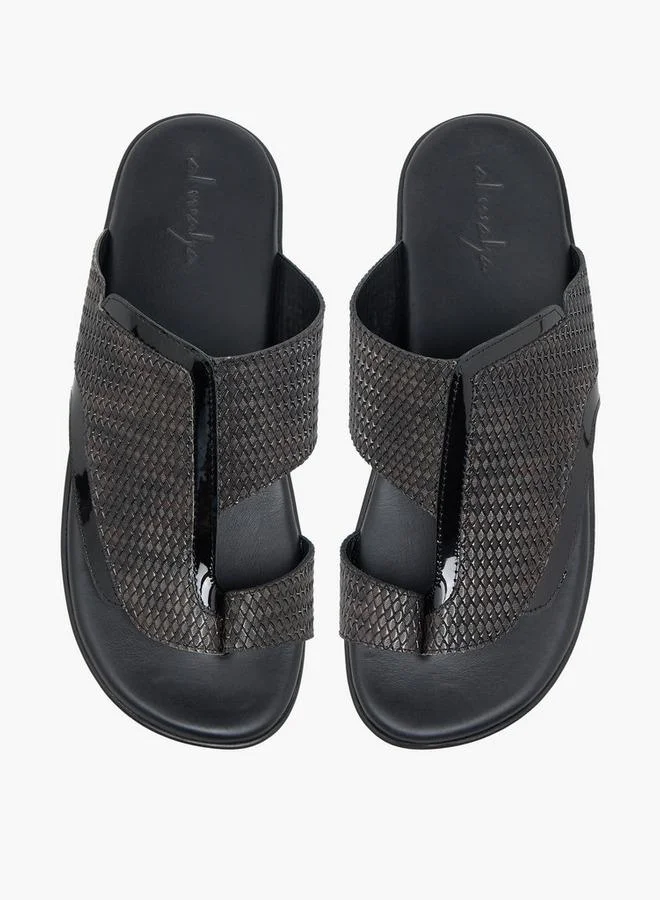 Al Waha Men Textured Leather Arabic Sandals