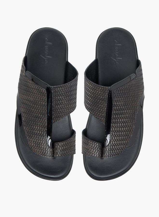 Al Waha Men Textured Leather Arabic Sandals - Image 1