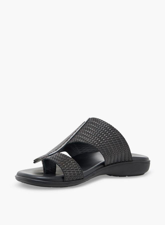 Al Waha Men Textured Leather Arabic Sandals - Image 4