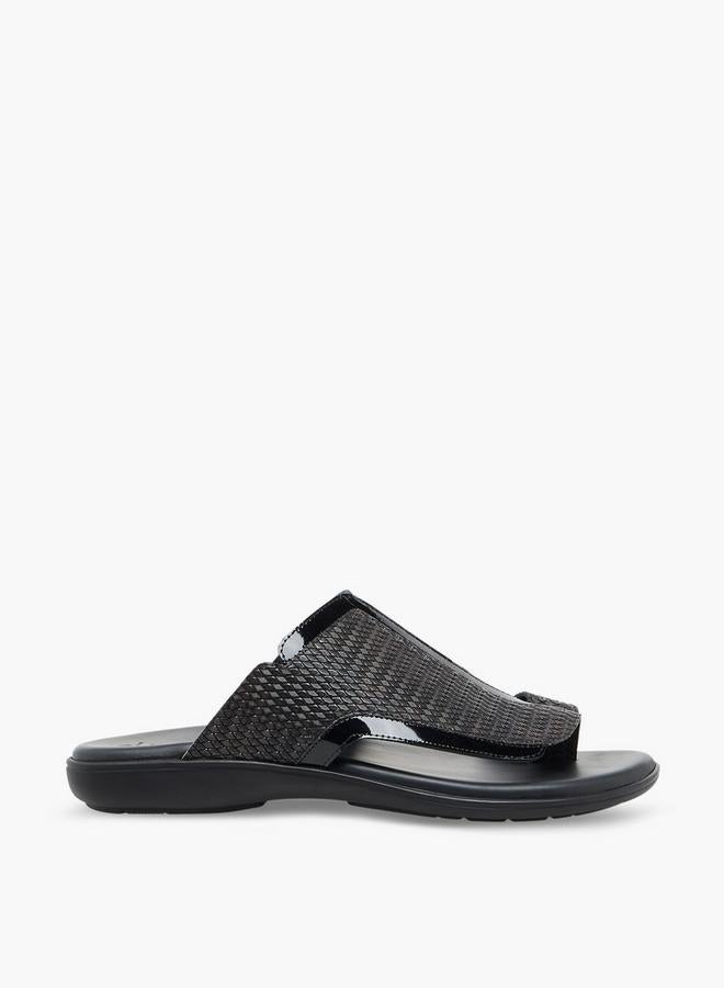 Al Waha Men Textured Leather Arabic Sandals - Image 3