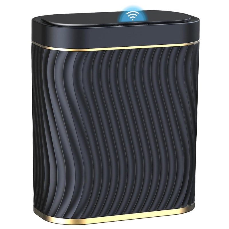 steo spce Automatic Motion Sensor Bathroom Small Trash Can with Lid, 2.6 Gallon Black Touchless Slim Garbage Can, Smart Waterproof Trash Bin for Bedroom, Restroom, Living Room, Office - Image 1
