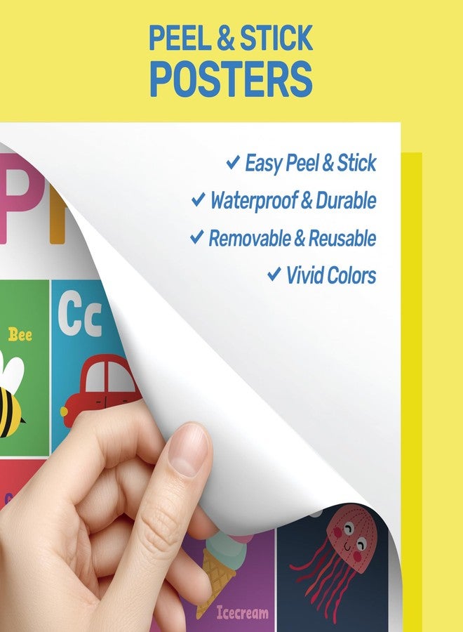 DECOWALL PS-01 20 Educational Peel & Stick Poster Stickers for Kids- Removable Wall Decals for Preschool & Kindergarten Classrooms-Alphabet, Numbers, Shapes, Emotions, Weather&More-Learning Chart ABCs - Image 3