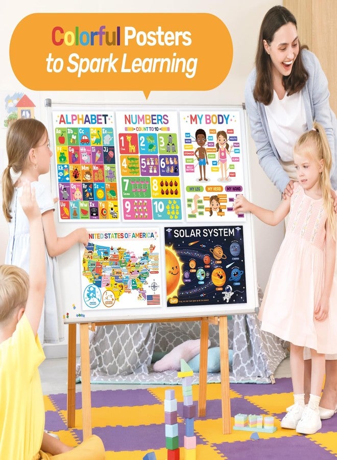 DECOWALL PS-01 20 Educational Peel & Stick Poster Stickers for Kids- Removable Wall Decals for Preschool & Kindergarten Classrooms-Alphabet, Numbers, Shapes, Emotions, Weather&More-Learning Chart ABCs - Image 2