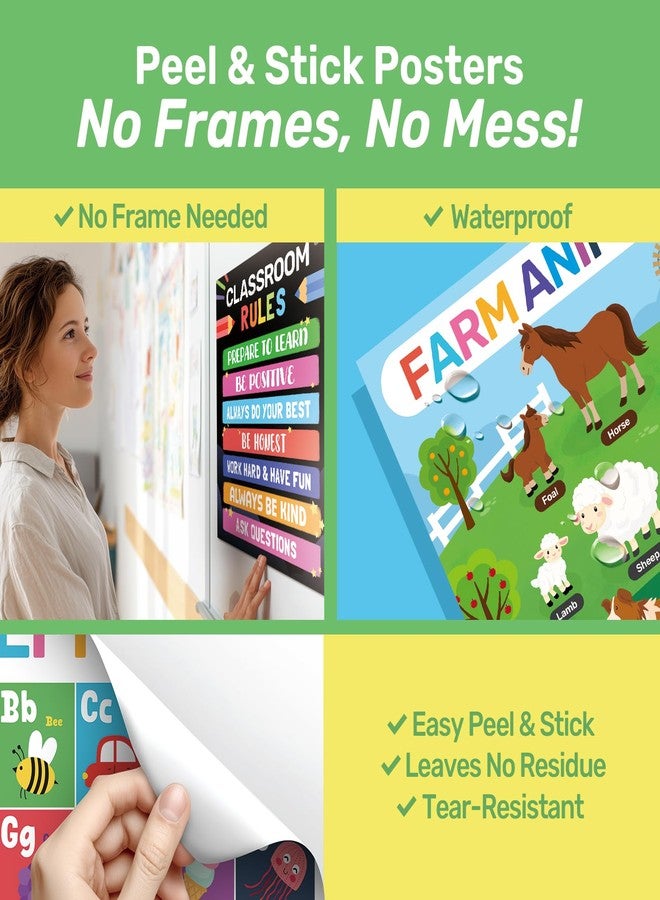 DECOWALL PS-01 20 Educational Peel & Stick Poster Stickers for Kids- Removable Wall Decals for Preschool & Kindergarten Classrooms-Alphabet, Numbers, Shapes, Emotions, Weather&More-Learning Chart ABCs - Image 5
