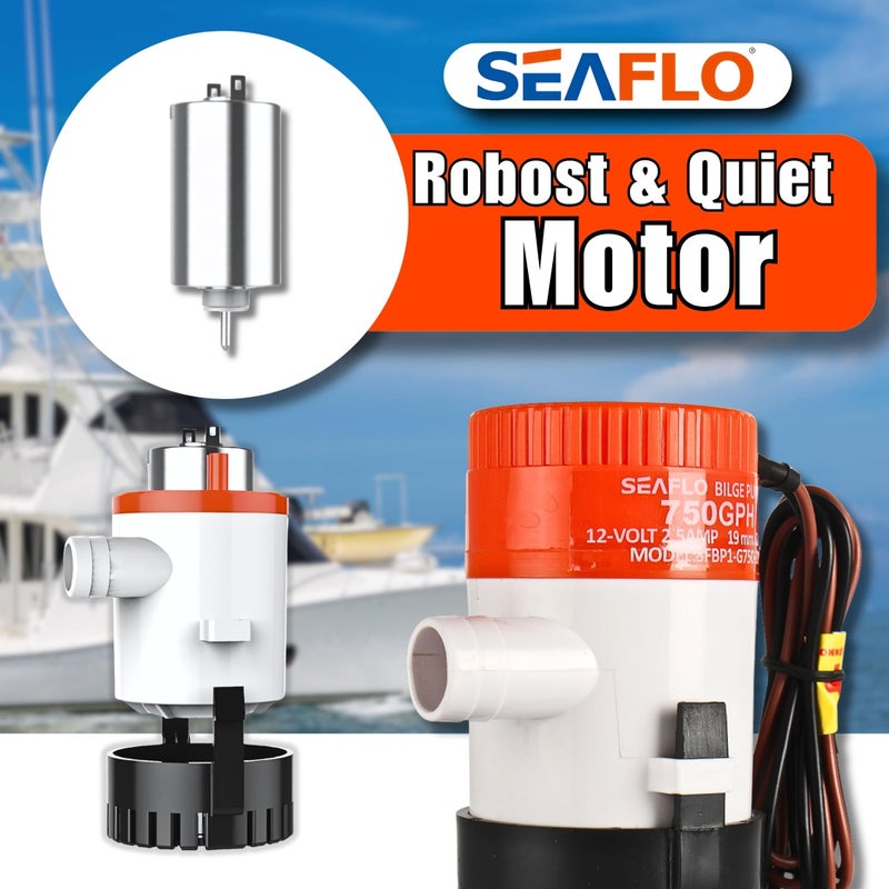 SEAFLO 01 Series 750 GPH Bilge Pump â€“ 12V, 3/4" Outlet, Marine Submersible Pump with Anti-Airlock Protection, CE & Rohs Certified, 4-Year Warranty | Reliable for Boats and Marine Applications - Image 4