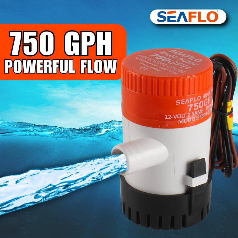 SEAFLO 01 Series 750 GPH Bilge Pump â€“ 12V, 3/4" Outlet, Marine Submersible Pump with Anti-Airlock Protection, CE & Rohs Certified, 4-Year Warranty | Reliable for Boats and Marine Applications - Image 3