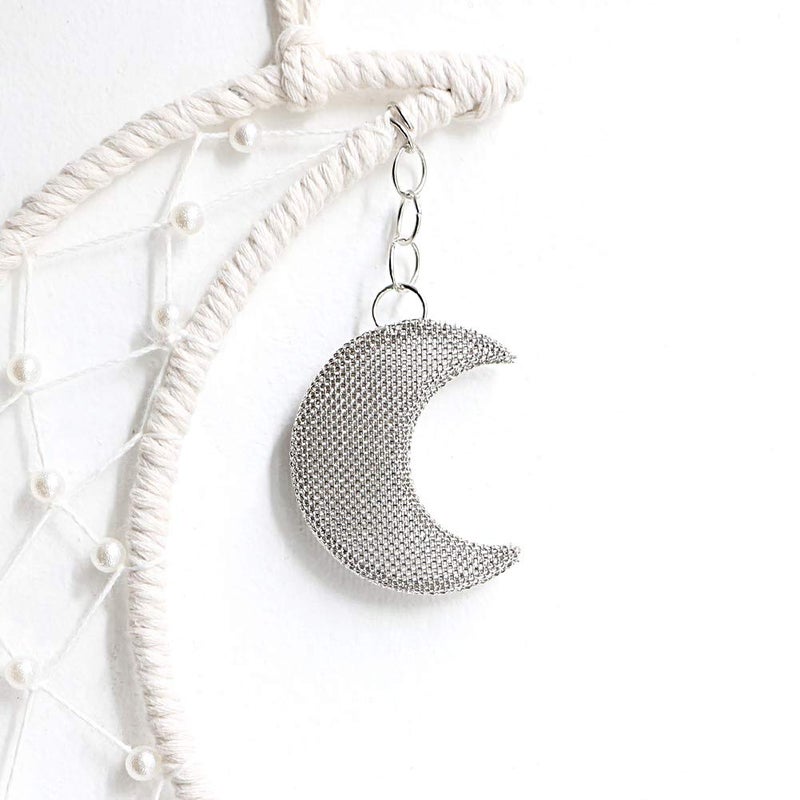 Dremisland Macrame Woven Wall Hanging Moon Dream Catcher- Boho Chic Bohemian Home Decor Wall Art Decor Beautiful Apartment Dorm Room Door Decoration (Moon) - Image 3