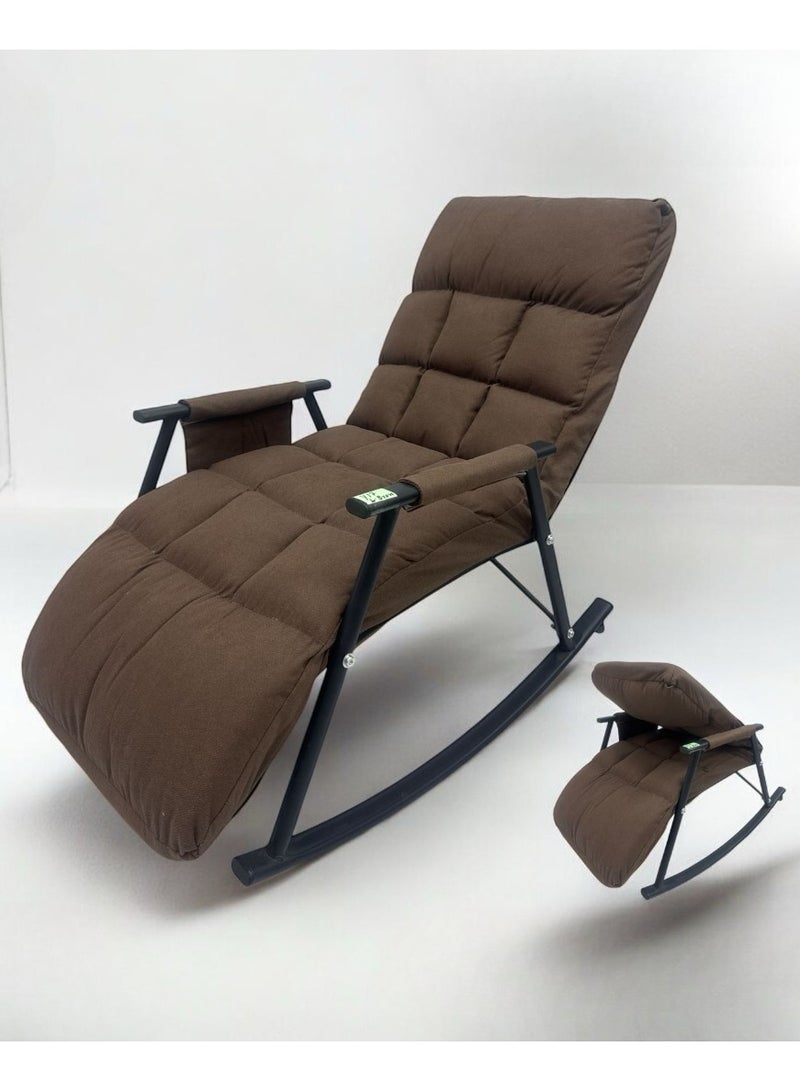 Generic ROCKING CHAIR- LIGHT BROWN WITH CUSHION,ARM AND BACK REST EASY TO CARRY 